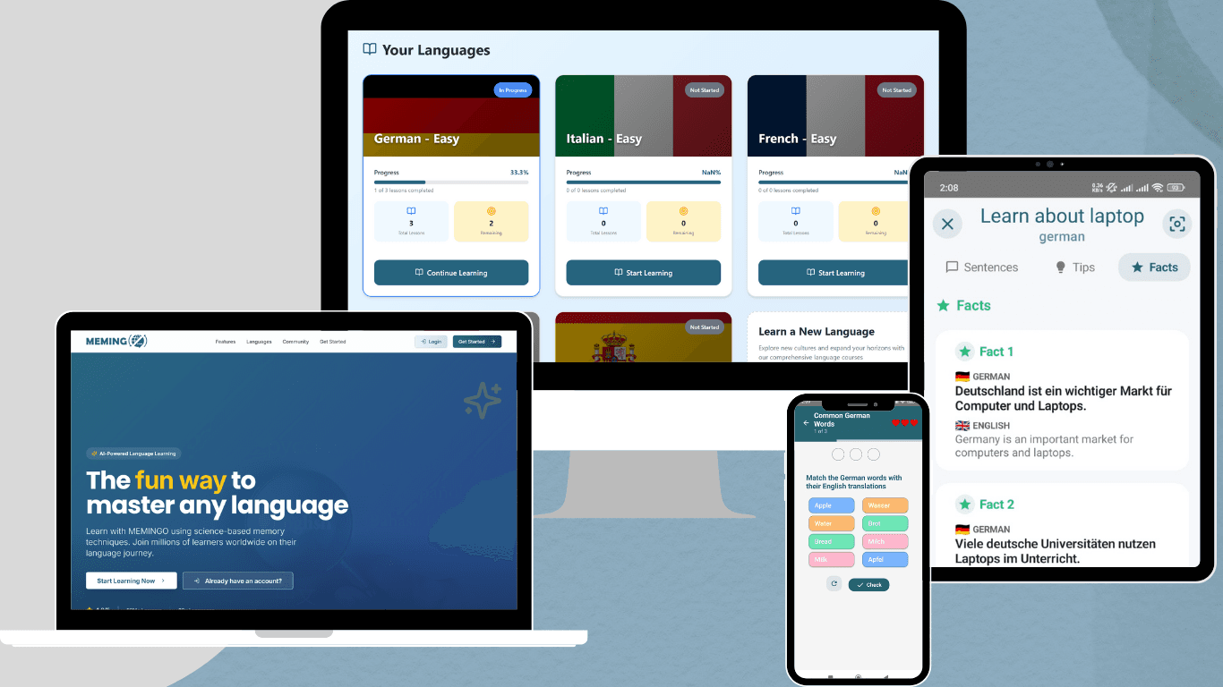 Memingo, AI-Powered Language Learning Platform